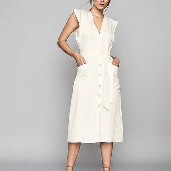 NWT REISS | Linen Midi Dress - Picture 3 of 13